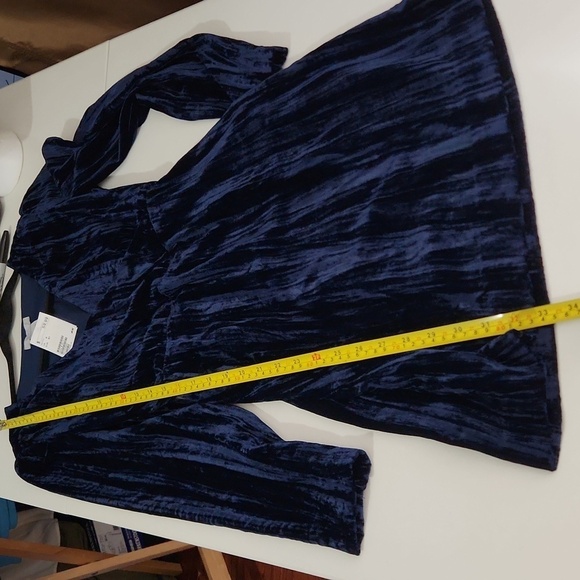 H&M Dress Womens Size 0 Blue Long sleeve New elastic waist Velvetine - Picture 8 of 9